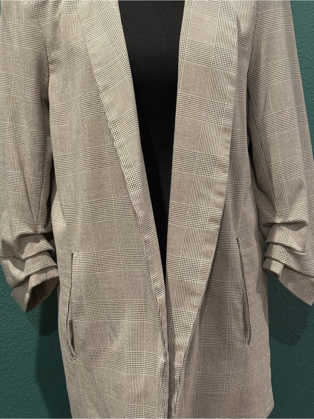 Rachel Zoe Plaid Notched-Lapel Blazer in Gray